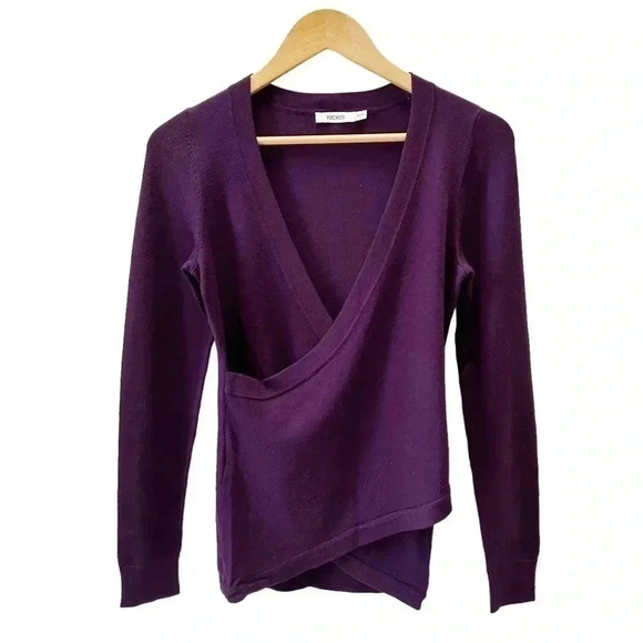 Ricki’s Wrap Front Sweater Deep V Neck Thin Knit Stretch  Fit Purple Size XS - Picture 12 of 15